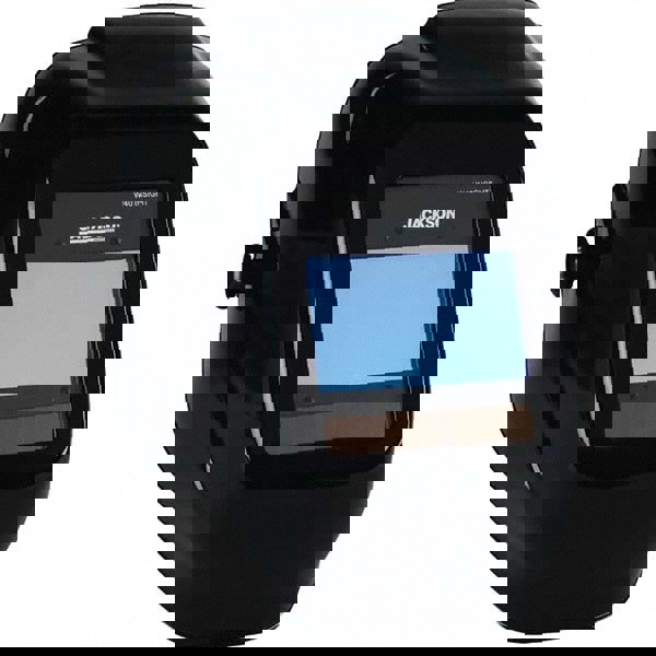 Welding Helmet with Digital Controls: Black, Thermoplastic, Shade 9 to 13, Ratchet Adjustment